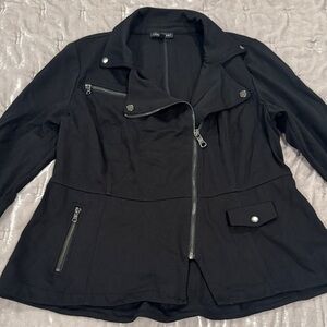 Lane Bryant Black Moto Jacket with Zipper Accents